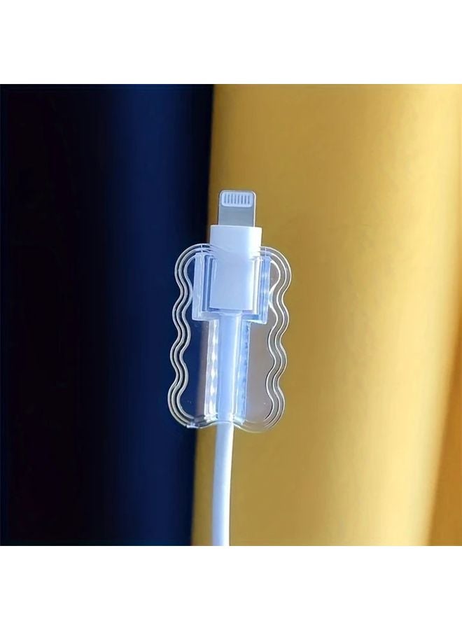 4pcs Wavy Cable Protector Set Soft TPU Wire Organizer Cover For Phone Data Cable - Image 5